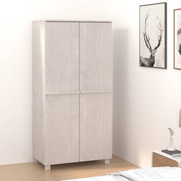 vidaXL Ντουλάπα HAMAR Λευκό 89x50x180cm από Μασίφ Ξύλο Πεύκου 1 τεμ.