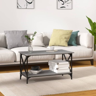 vidaXL Τραπεζάκι Σαλονιού Γκρι Sonoma 80x45x45cm Επεξ Ξύλο + Σίδηρος 1 τεμ.