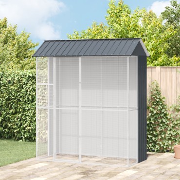vidaXL Κλουβί Πουλιών Ανθρακί 215x110x247 εκ Χάλυβας