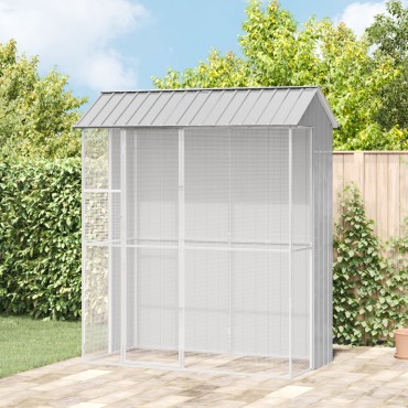 vidaXL Κλουβί πουλιών Γκρι 215x110x247 εκ Χάλυβας