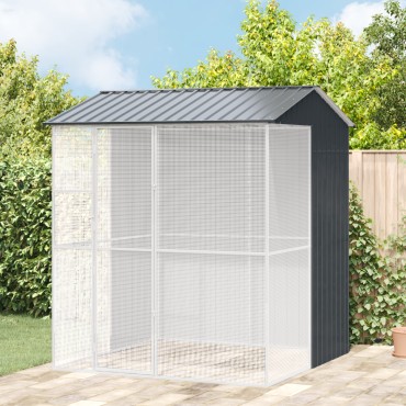 vidaXL Κλουβί Πουλιών Ανθρακί 215x210x247 εκ Χάλυβας