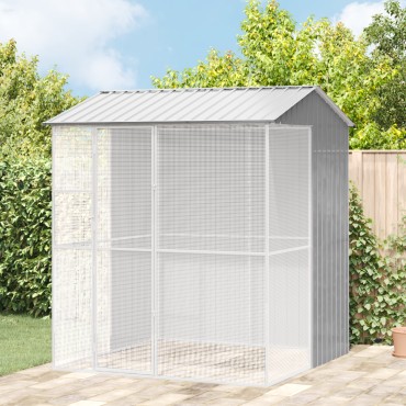 vidaXL Κλουβί Πουλιών Γκρι 215x210x247 εκ Χάλυβας