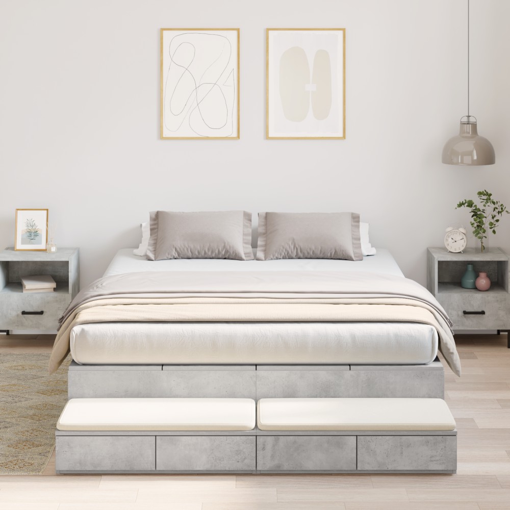vidaXL Κρεβάτι αποθήκης από σκυρόδεμα Γκρι 135x190 εκ.