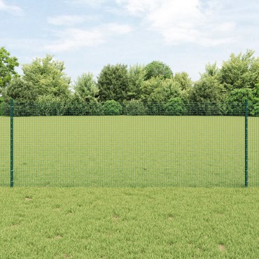 vidaXL Φράκτης Welded Wire με 11 U Posts Πράσινος 0.8x25 μ. Χάλυβας