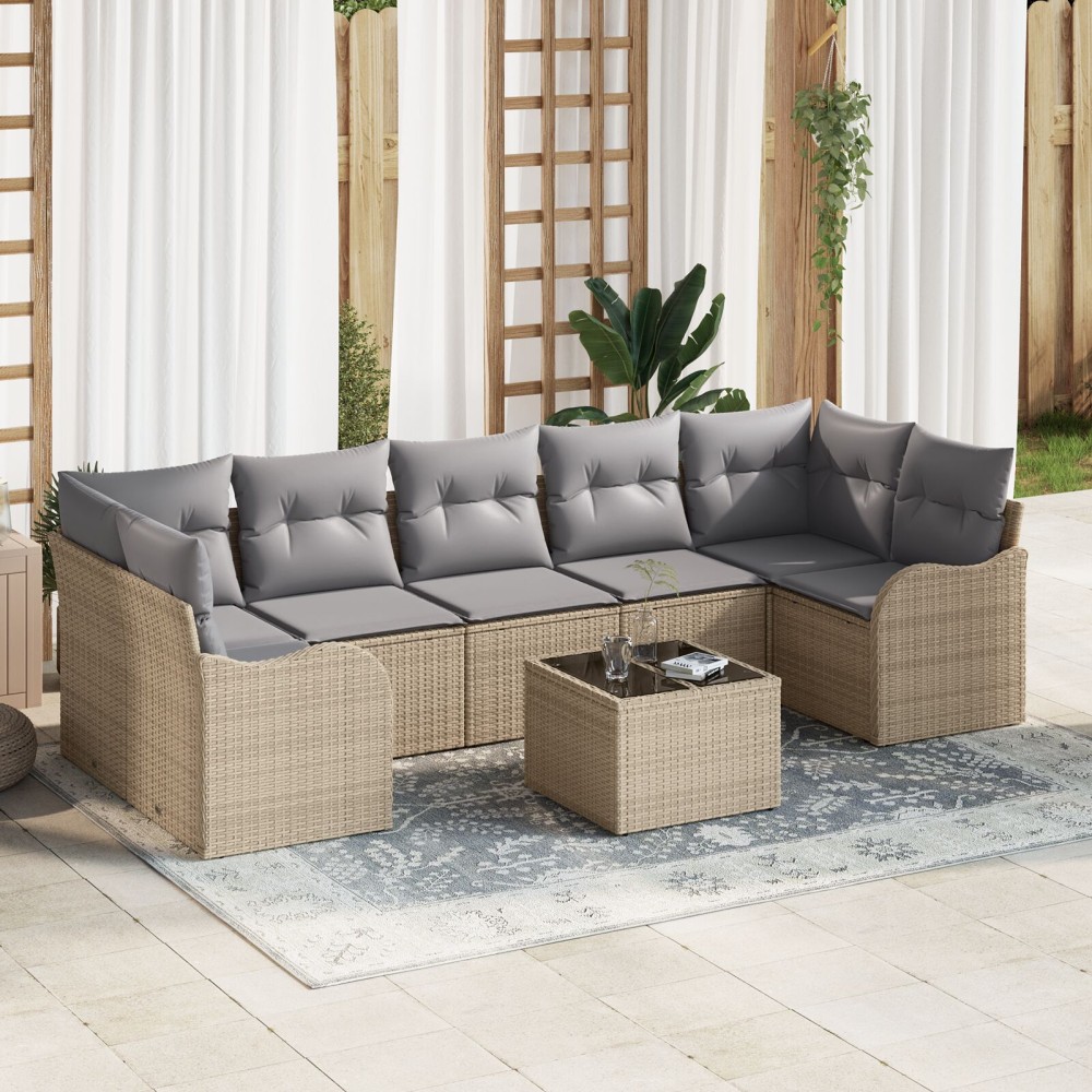 vidaXL Σετ Καναπέ Κήπου Μπεζ 55x55x37cm συνθετικό ρατάν
