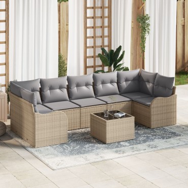 vidaXL Σετ Καναπέ Κήπου Μπεζ 55x55x37cm συνθετικό ρατάν