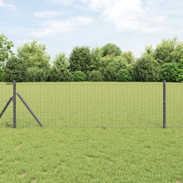 vidaXL Euro Fence με 7 Στυλίθους 0.4x10 μ Γαλβανισμένο Ατσάλι Γκρι