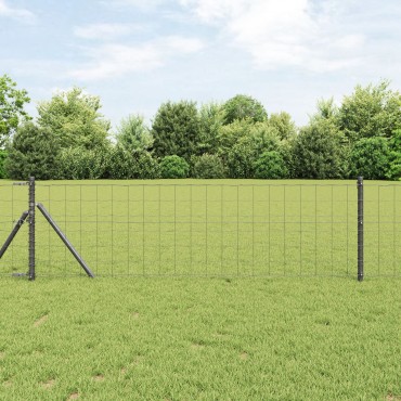 vidaXL Euro Fence με 7 Στυλοβάτες 0.4x10 μ Γαλβανισμένο Ατσάλι Γκρι