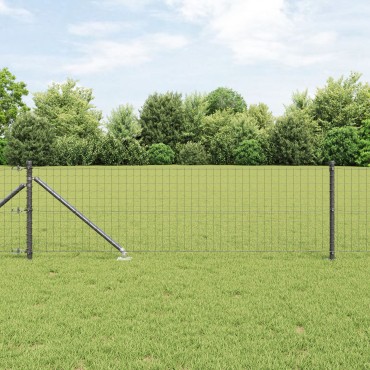 vidaXL Euro Fence με 13 Στήλες Σε Σχήμα Σφήνας 0.4x50 μ Γαλβανισμένο Ατσάλι Γκρι