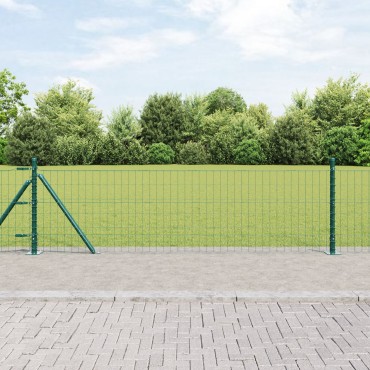 vidaXL Euro Fence με 7 Φλαντζωτούς Πόλους 0.4x10 μ Γαλβανισμένος Χάλυβας