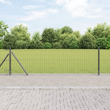 vidaXL Euro Fence με 7 φλαντζωτούς στύλους 0.4x10 μ Γαλβανισμένος χάλυβας