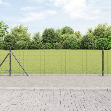 vidaXL Euro Fence με 13 φλαντζοειδείς στήλες 0.6x50 μ Γαλβανισμένος χάλυβας