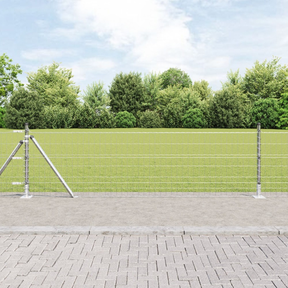 vidaXL Euro Fence με 13 φλαντζωτούς πόλους 0.4x25 μ Γαλβανισμένο ατσάλι