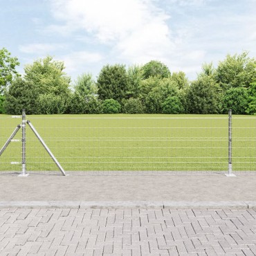 vidaXL Euro Fence με 13 φλαντζωτούς πόλους 0.4x25 μ Γαλβανισμένο ατσάλι