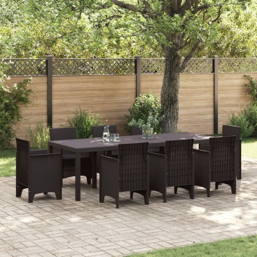 vidaXL Τραπέζι Κήπου Καφέ 250x100x73cm Poly Rattan 1 τεμ.