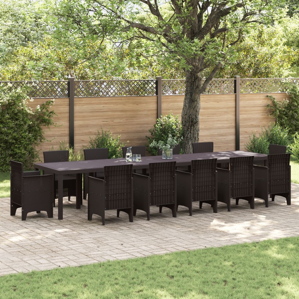 vidaXL Τραπέζι Κήπου Καφέ 400x100x73cm Πλαστικό Ράτταν 1 τεμ.