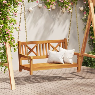 vidaXL 2Θέσιος Πάγκος Swing Κήπου 110x56x58cm Μασίφ Ξύλο Ακακίας