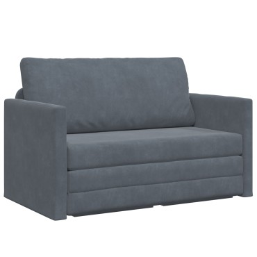 vidaXL Καναπές Κρεβάτι 2 σε 1 Σκούρο Γκρι 124x204x61cm Βελούδο 1 τεμ. Γωνιακός