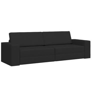 vidaXL 2-σε-1 Μαύρος Καναπές Κρεβάτι 245x150x60.5cm Ύφασμα 1 τεμ. Γωνιακός
