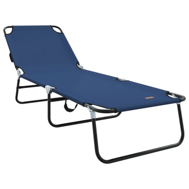 vidaXL Πτυσσόμενη ξαπλώστρα Μπλε 188x57x86,5cm Πολυεστέρας