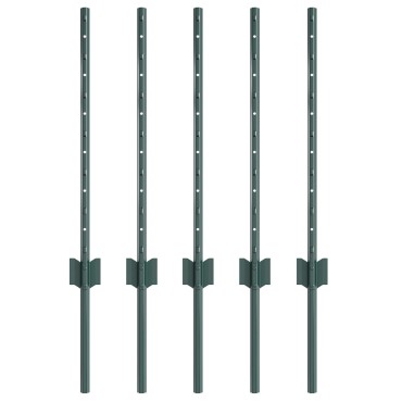 vidaXL Πάσσαλοι φence 5 τμχ U-Channel Πράσινου Χάλυβα 100x8.6x1.5 cm