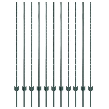 vidaXL Φράχτες 11 τμχ U-Channel Πράσινος Χάλυβα 180x8.6x1.5 cm