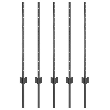vidaXL Πόλοι Περίφραξης 5 τεμ U-Channel Γκρι Ατσάλι 120x8.6x1.5 cm