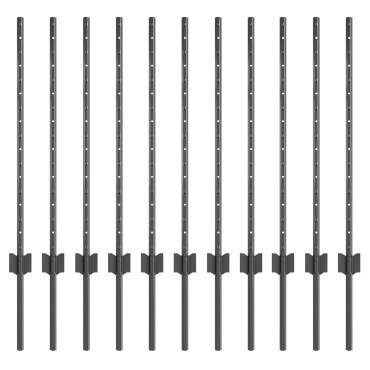 vidaXL Στύλοι Φράχτη 11 τμχ U-Channel Γκρι Σ钢 120x8.6x1.5 cm