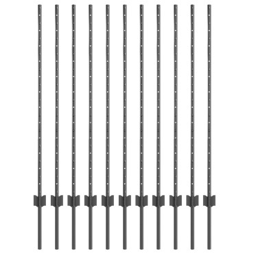 vidaXL Πόστες Φράχτη 22 τμχ U-Channel Γκρι Σίδηρος 160x8.6x1.5 cm