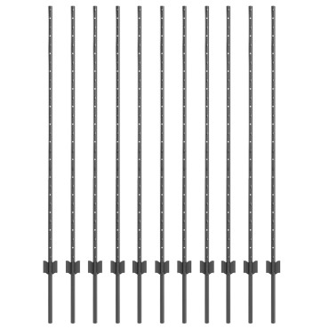vidaXL Πόστα Φράχτη 22 τμχ Σχήματος U Γκρι Χάλυβα 180x8.6x1.5 cm