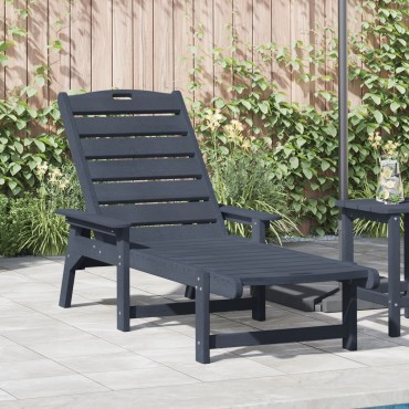 vidaXL Ξαπλώστρα Σκούρο μπλε 195,5x53x98,5cm HDPE