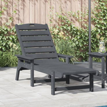 vidaXL Ξαπλώστρα Ανοιχτό γκρι 195,5x53x98,5cm HDPE