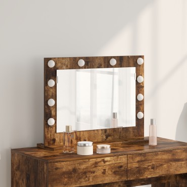 vidaXL Καθρέπτης Vanity Καπνιστή ραστώνη Ξύλο, Γυαλί 60 x 45 x 18 εκ