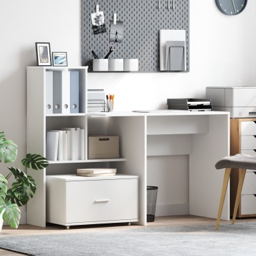 vidaXL Συρταριέρα με Ρόδες Λευκό 55x45x33.5cm Επεξεργασμένο Ξύλο 1 τεμ.