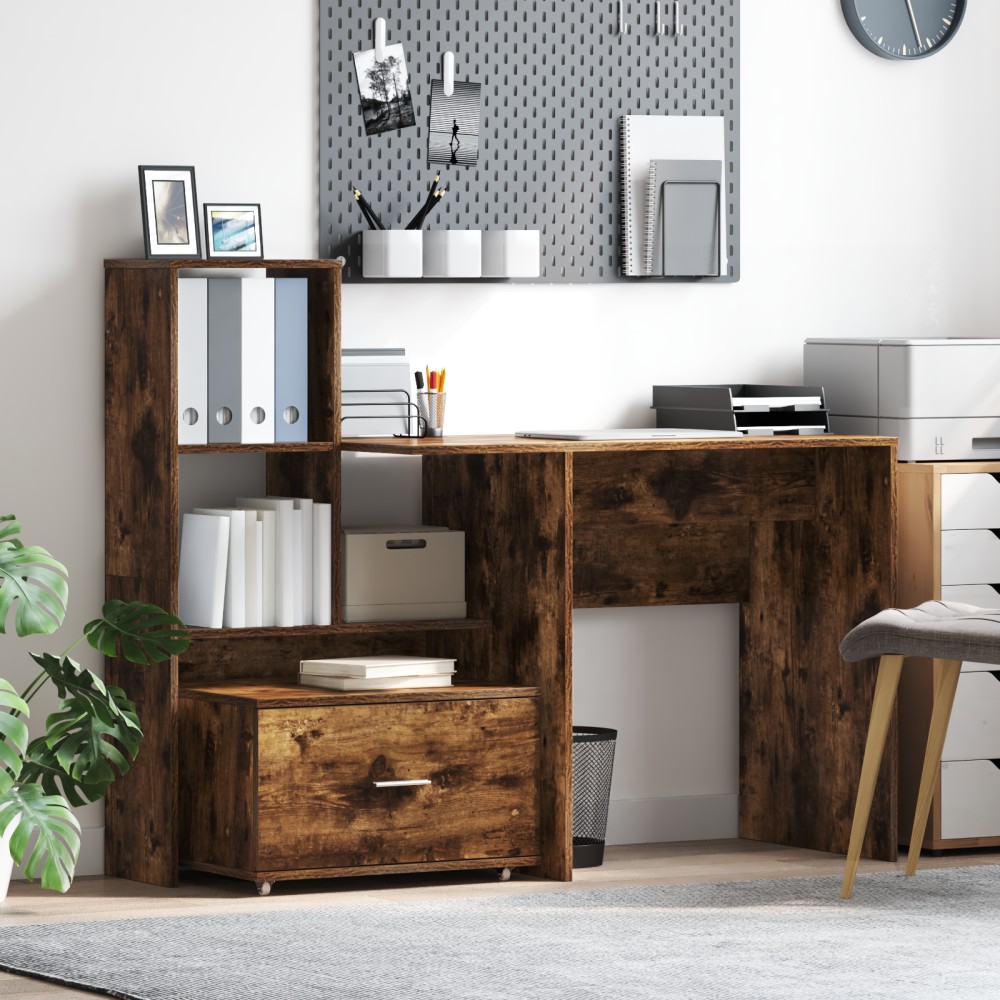 vidaXL Συρταριέρα Καπνιστή καρυδιά MDF με βερνίκι Συρταριέρα Ορθογώνια