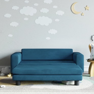 vidaXL Καναπές Παιδικός με Υποπόδιο Μπλε 100x50x30cm Βελούδινος 1 τεμ.
