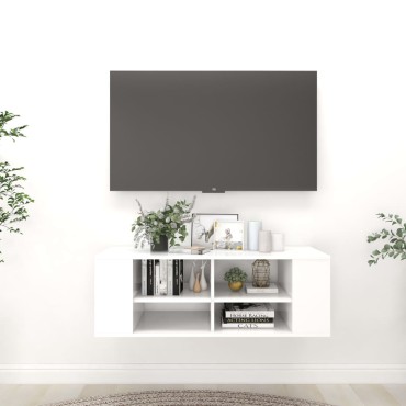 vidaXL Έπιπλο Τηλεόρασης Κρεμαστό Λευκό 102x35x35cm από Επεξ. Ξύλο