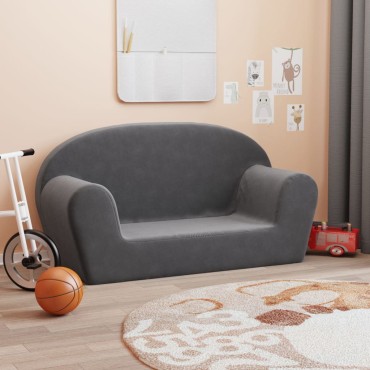 vidaXL Καναπές Παιδικός Διθέσιος Ανθρακί από Μαλακό Βελουτέ Ύφασμα 84x34x45cm 1 τεμ.