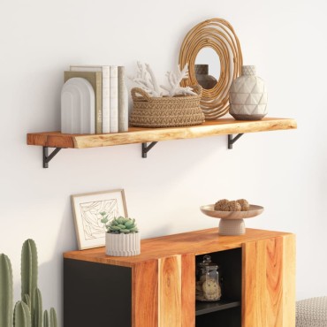 vidaXL Ράφι Επιτοίχιο Ορθ. Live Edge 120x20x2,5cm Μασίφ Ξύλο Ακακίας
