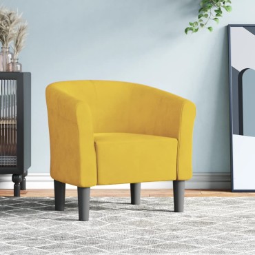 vidaXL Πολυθρόνα Μπάρελ Κίτρινη Βελούδινη 46,5x45cm 1 τεμ.