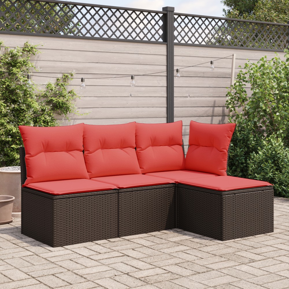 vidaXL Σκαμπό Κήπου με Μαξιλάρι Καφέ 55x55x37cm από Συνθετικό Ρατάν 1 τεμ.