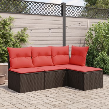 vidaXL Σκαμπό Κήπου με Μαξιλάρι Καφέ 55x55x37cm από Συνθετικό Ρατάν 1 τεμ.