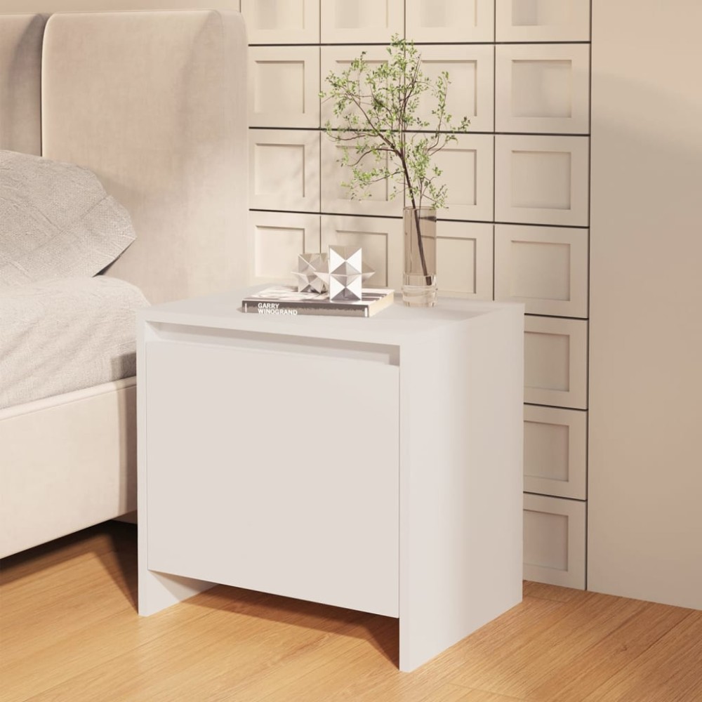 vidaXL Κομοδίνο Λευκό 45x34x44,5cm από Μοριοσανίδα 1 τεμ.