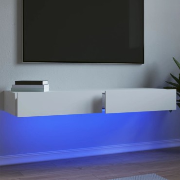 vidaXL Έπιπλα Τηλεόρασης με LED 2 τεμ. Λευκά 60x35x15,5cm