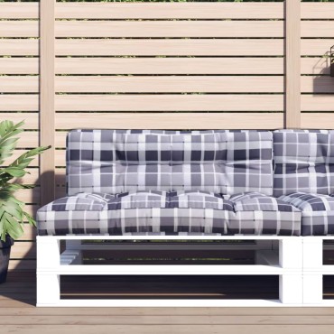 vidaXL Μαξιλάρι Παλέτας Γκρι Καρό 120x40x12cm Υφασμάτινο