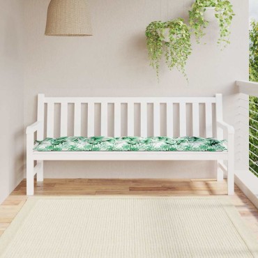 vidaXL Μαξιλάρι Πάγκου Κήπου Σχέδιο Φύλλων 180x50x7cm Ύφασμα Oxford