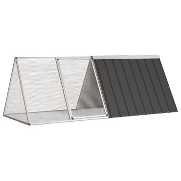 vidaXL Κλουβί Κουνελιών Ανθρακί 201,5x80,5x71 εκ Γαλβανισμένος Χάλυβας
