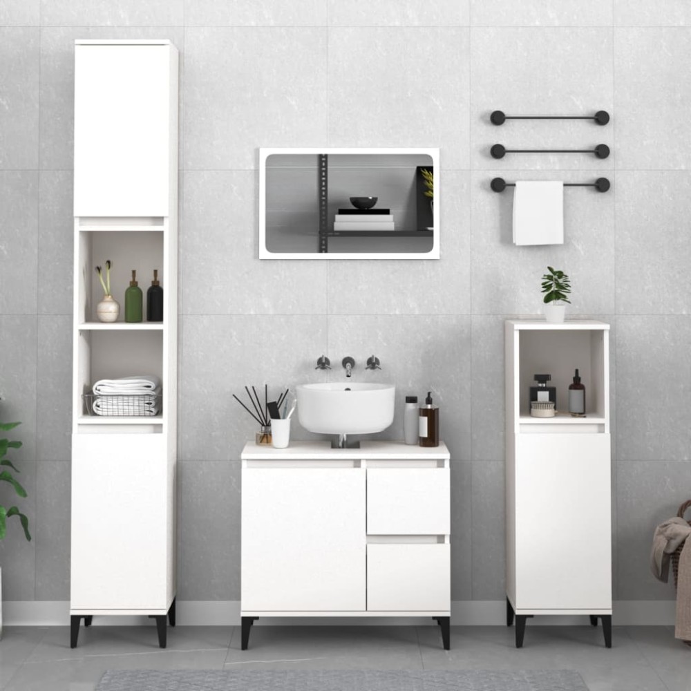 vidaXL Ντουλάπι Μπάνιου Λευκό 30x30x100cm από Επεξεργασμένο Ξύλο 1 τεμ.