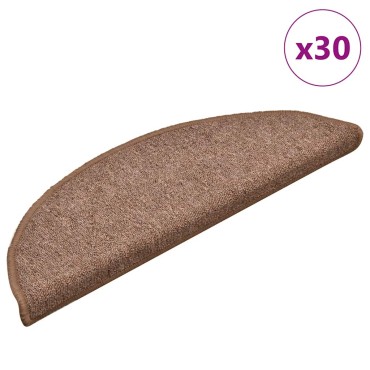 vidaXL Πατάκια για σκάλες 30 τεμάχια Καφέ 56x17x3 εκ.
