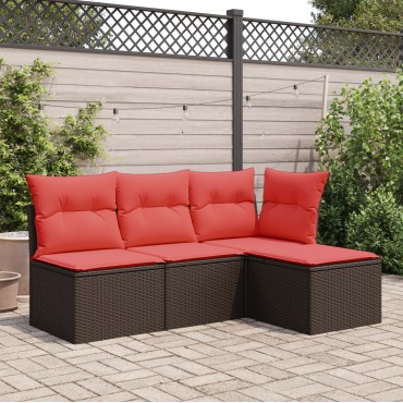 vidaXL Σκαμπό Κήπου με Μαξιλάρι Καφέ 55x55x37cm από Συνθετικό Ρατάν 1 τεμ.